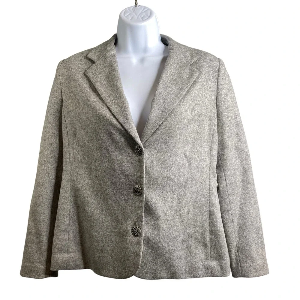 VTG 90s REBECCA REINHOLD Gray Wool Blend Blazer Est. Sz S Old Money Tailored‎